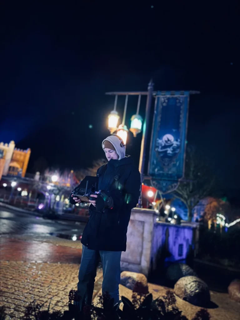 Winter efteling dronepiloot nacht drone opnames